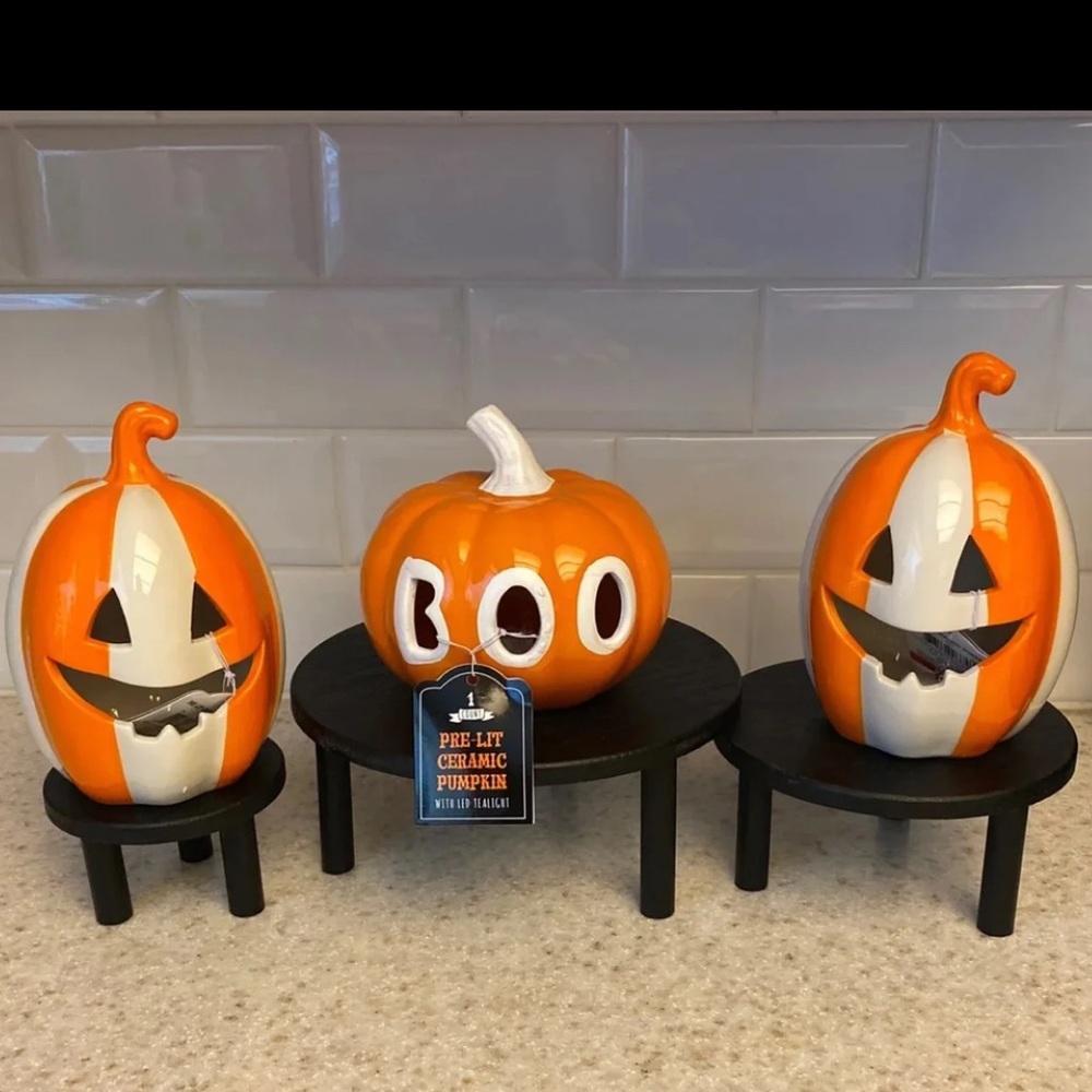 Ceramic Light Up Pumpkin set